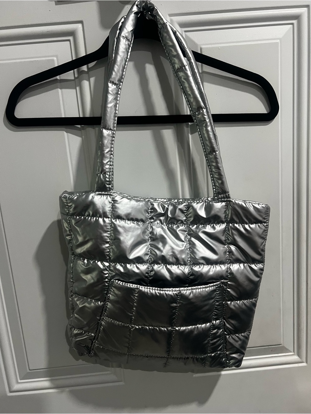 Unk Silver Quilted Puffer Tote